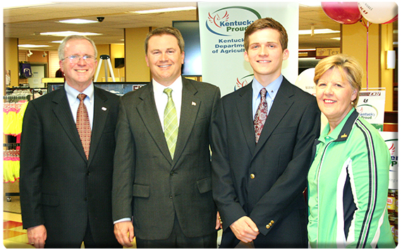 EKU President Doug Whitlock, Agriculture Commissioner James Comer, Jacob Garrison, and state Rep. Rita Smart